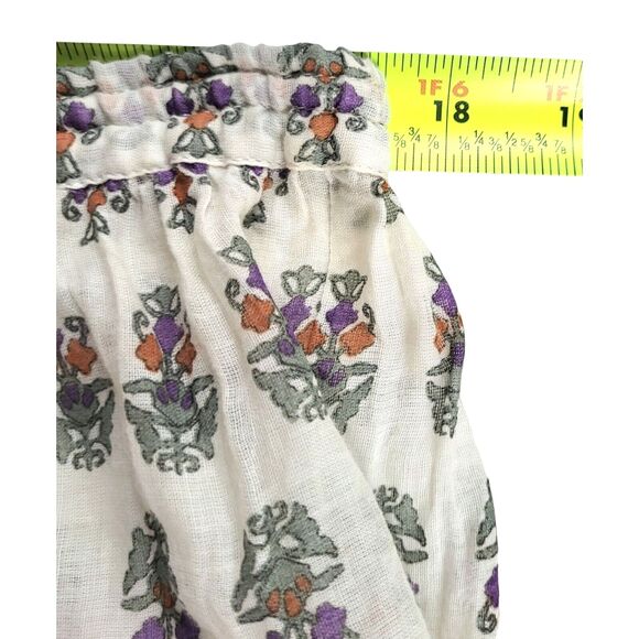 Free People Boho Floral block Print Beachy Gypsy Style Drawstring Waist Skirt OS - Picture 11 of 12